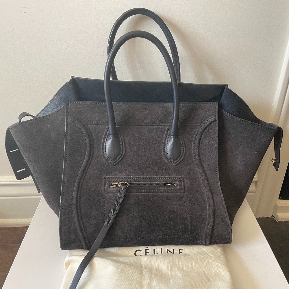 SOLD 1050 Celine Phantom Bag Blue Suede Leather Medium